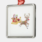 Sinterklaas die op slee rijdt metalen ornament (Links)