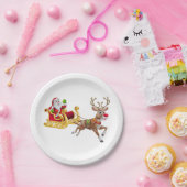 Sinterklaas die op slee rijdt papieren bordje (Feest)