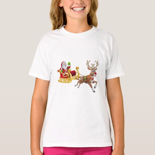 Sinterklaas die op slee rijdt t-shirt (Voorkant)