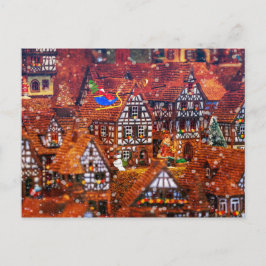 Sinterklaas die over een ontbijt vliegt briefkaart