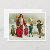 Sinterklaas die speelgoed geeft aan goede kinderen briefkaart (Voorkant / Achterkant)