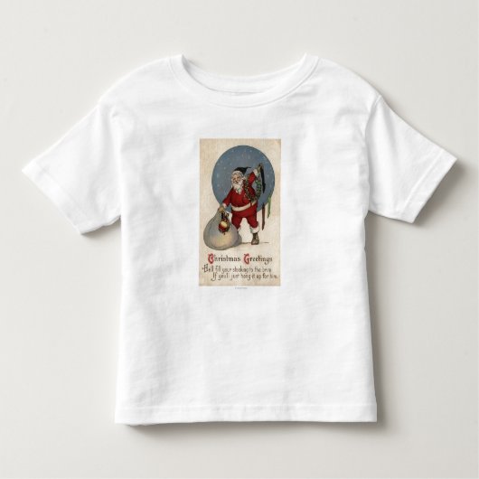 Sinterklaas die tot de rand van de afgrond stopt kinder shirts (Voorkant)
