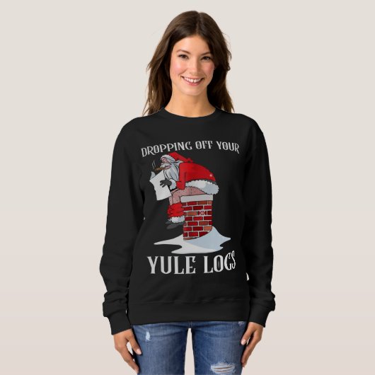 Sinterklaas die van Yule Logs Funny kerstShirt val Trui (Voorkant volledig)