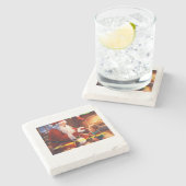 Sinterklaas die Vreugde met een kind deelt Stenen Onderzetter (Zijkant)