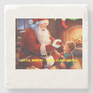 Sinterklaas die Vreugde met een kind deelt Stenen Onderzetter