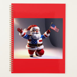 Sinterklaas draagt een Amerikaanse vlag stijl outf Planner
