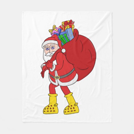 Sinterklaas draagt grote gele laarzen fleece deken (Voorkant)