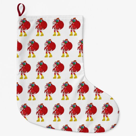 Sinterklaas draagt grote gele laarzen kerstsok (Voorkant)