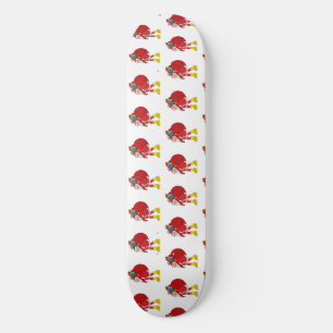 Sinterklaas draagt grote gele laarzen persoonlijk skateboard