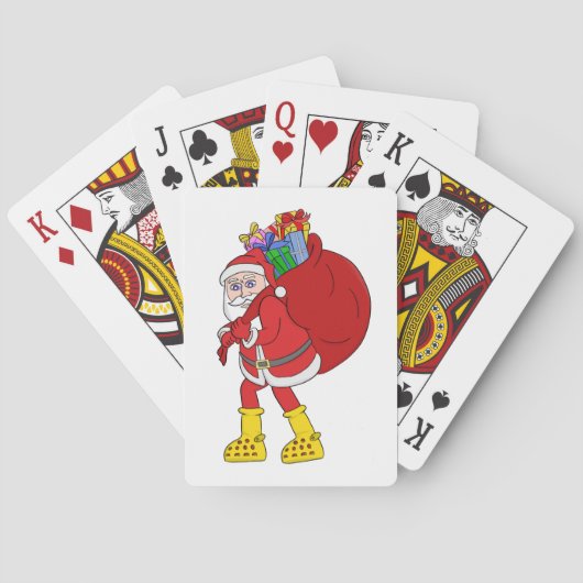 Sinterklaas draagt grote gele laarzen pokerkaarten (Achterkant)