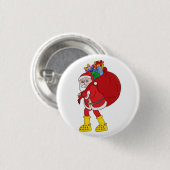 Sinterklaas draagt grote gele laarzen ronde button 3,2 cm (Voorkant /achterkant)