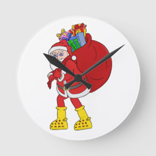 Sinterklaas draagt grote gele laarzen ronde klok