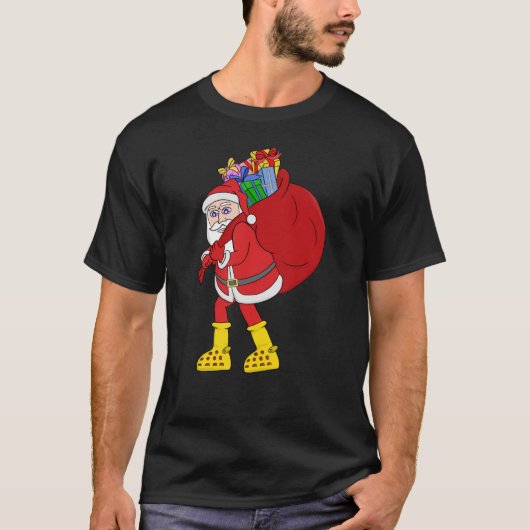 Sinterklaas draagt grote gele laarzen t-shirt (Voorkant)