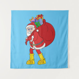Sinterklaas draagt grote gele laarzen wandkleed