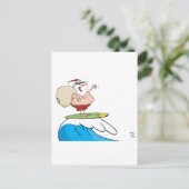 Sinterklaas draagt zijn zak tijdens het surfen feestdagenkaart (Staand voorkant)