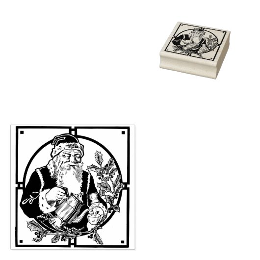 Sinterklaas drink koffie Kerstmis  kunst Rubberstempel (Gestempeld)