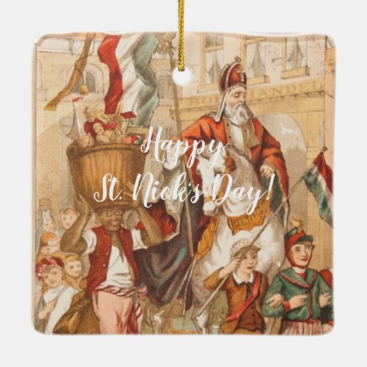 Sinterklaas Dutch St. Nick  St. Nicholas Keramisch Ornament (Achterkant)
