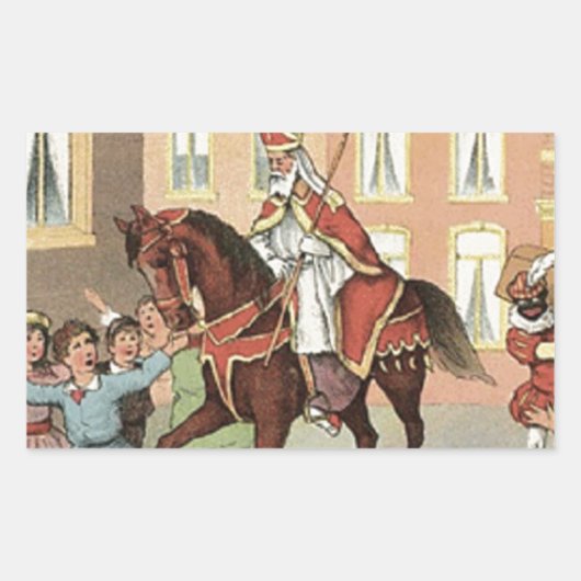 Sinterklaas Dutch St. Nick  St. Nicholas Rechthoekige Sticker (Voorkant)