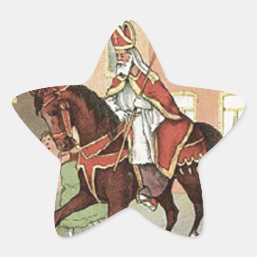 Sinterklaas Dutch St. Nick  St. Nicholas Ster Sticker (Voorkant)