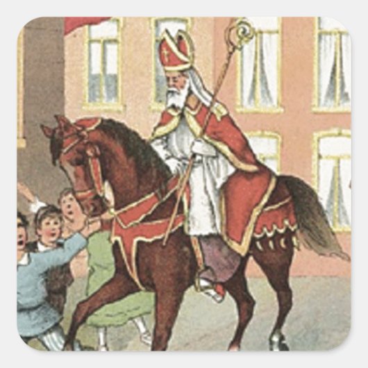 Sinterklaas Dutch St. Nick St. Nicholas Vierkante Sticker (Voorkant)