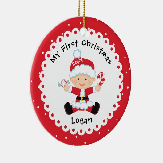 Sinterklaas eerste Kerstmis Keramisch Ornament (Rechts)