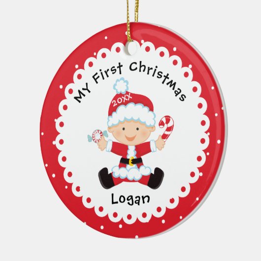 Sinterklaas eerste Kerstmis Keramisch Ornament (Links)