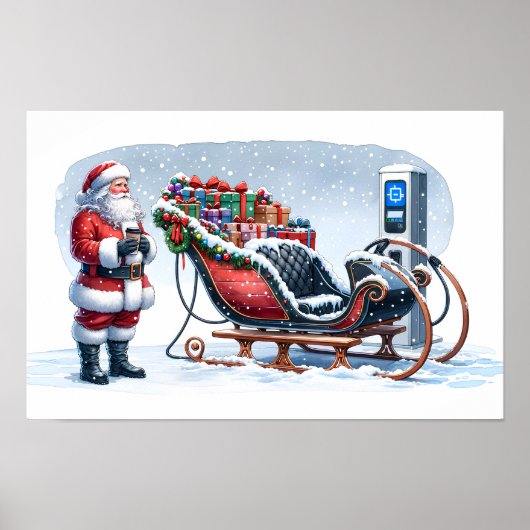Sinterklaas elektrische slee EV Poster (Voorkant)