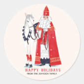 Sinterklaas en Amerigo Ronde Sticker (Voorkant)