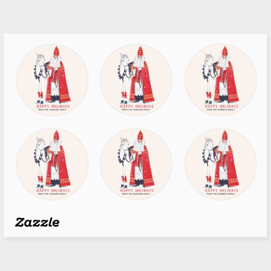 Sinterklaas en Amerigo Ronde Sticker (Vel)