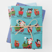 Sinterklaas en Aziatisch meisje op trein Inpakpapier Vel (In situ)