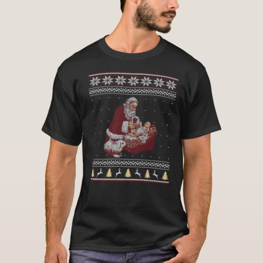 Sinterklaas en Baby Jezus in de woelige kerst T-shirt (Voorkant)