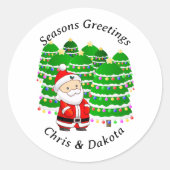 Sinterklaas en Bomen Kerstmis Ronde Sticker (Voorkant)