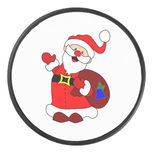 Sinterklaas en cadeauzakje clipart hockey puck (Voorkant)