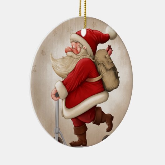 Sinterklaas en de push-scooter keramisch ornament (Rechts)