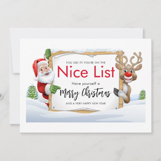 Sinterklaas en een rode neus rendier mooie lijst feestdagenkaart (Voorkant)