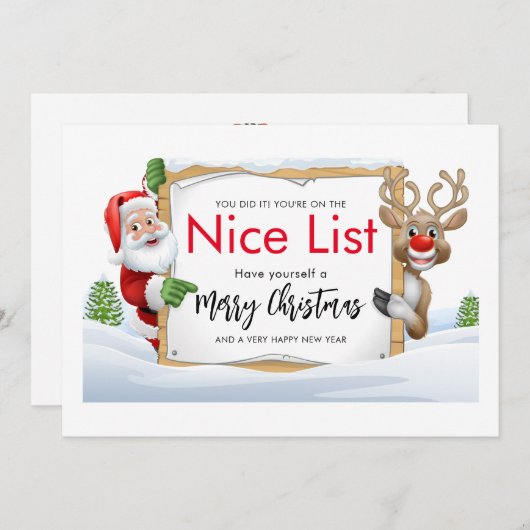 Sinterklaas en een rode neus rendier mooie lijst feestdagenkaart (Voorkant / Achterkant)