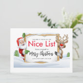 Sinterklaas en een rode neus rendier mooie lijst feestdagenkaart (Staand voorkant)