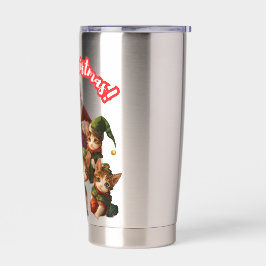 Sinterklaas en Elf Katten – Meo Kerstmis Schattig  Geïsoleerde Drinkbeker