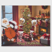 Sinterklaas en elfen na het werk. cadeaupapier (Vlak)