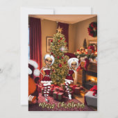 Sinterklaas en elfen na het werk. kaart (Achterkant)