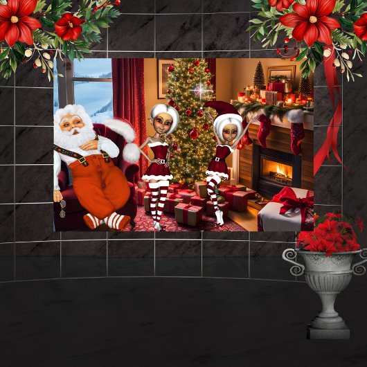 Sinterklaas en elfen na het werk poster