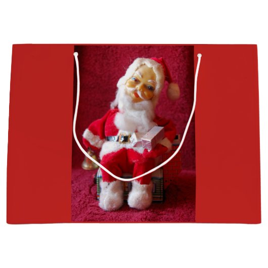 Sinterklaas en Frosty The Snowman Retro Kerstmis Groot Cadeauzakje (Voorkant)