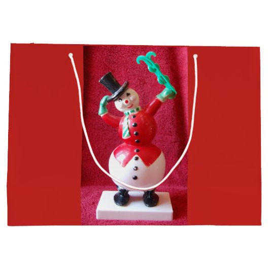 Sinterklaas en Frosty The Snowman Retro Kerstmis Groot Cadeauzakje (Achterkant)