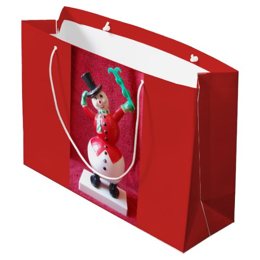 Sinterklaas en Frosty The Snowman Retro Kerstmis Groot Cadeauzakje (Achterkant Gekanteld)