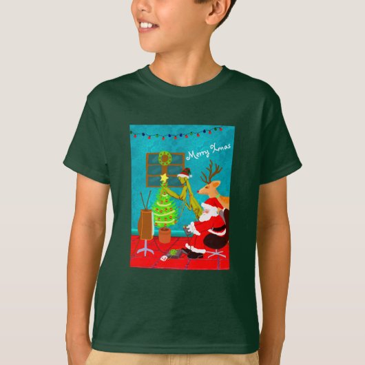 Sinterklaas en gebeden Mantis Quirky Weird Kerstmi T-shirt (Voorkant)