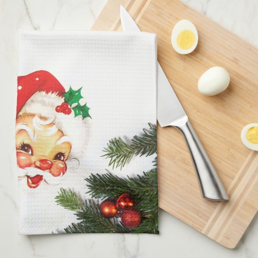 Sinterklaas en groen Kerstmis Keuken Handdoeken (Quarter Fold)