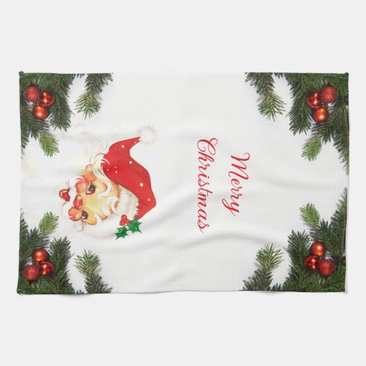 Sinterklaas en groen Kerstmis Keuken Handdoeken (Horizontaal)