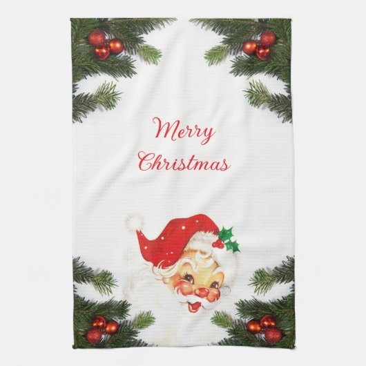 Sinterklaas en groen Kerstmis Keuken Handdoeken (Verticaal)