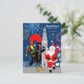 Sinterklaas en Haan toast op het nieuwe jaar Briefkaart (Staand voorkant)