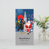 Sinterklaas en Haan toast op het nieuwe jaar Feestdagenkaart (Staand voorkant)